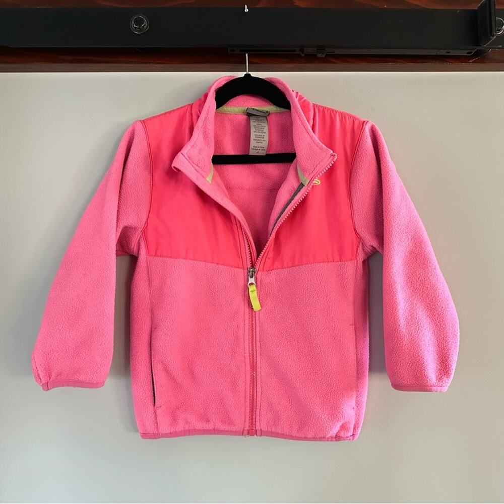 Champion Toddler Girls 4T Pink Colorblock Fleece Full Zip Jacket Neon